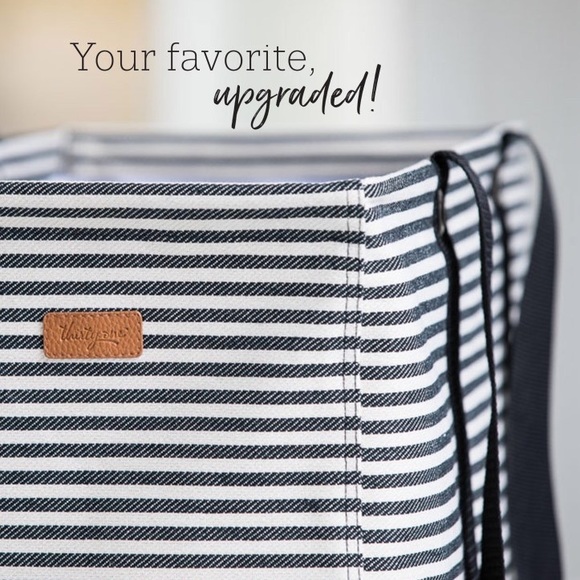 thirty one twill stripe large utility tote